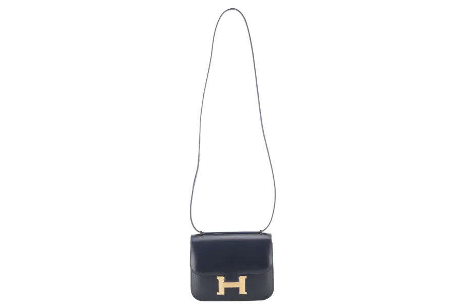 HERMES CONSTANCE 18 (STAMP B) BLACK BOX LEATHER GOLD HARDWARE WITH DUST COVER AND BOX