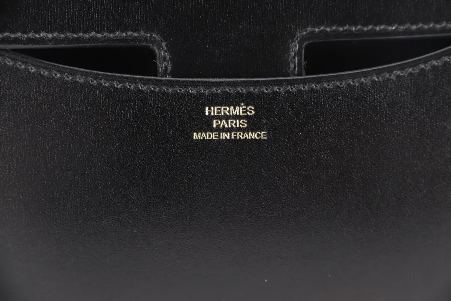 HERMES CONSTANCE 18 (STAMP B) BLACK BOX LEATHER GOLD HARDWARE WITH DUST COVER AND BOX