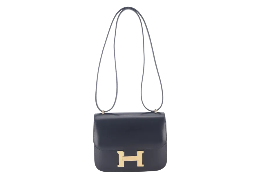 HERMES CONSTANCE 18 (STAMP B) BLACK BOX LEATHER GOLD HARDWARE WITH DUST COVER AND BOX