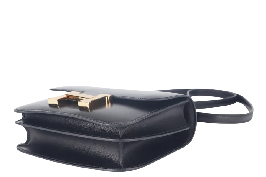HERMES CONSTANCE 18 (STAMP B) BLACK BOX LEATHER GOLD HARDWARE WITH DUST COVER AND BOX