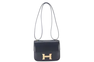 HERMES CONSTANCE 18 (STAMP B) BLACK BOX LEATHER GOLD HARDWARE WITH DUST COVER AND BOX