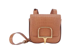 HERMES DELLA CAVALLERIA MINI STAMP B (YEAR 2023) ALLIGATOR MISSI GOLD WITH DUST COVER AND BOX