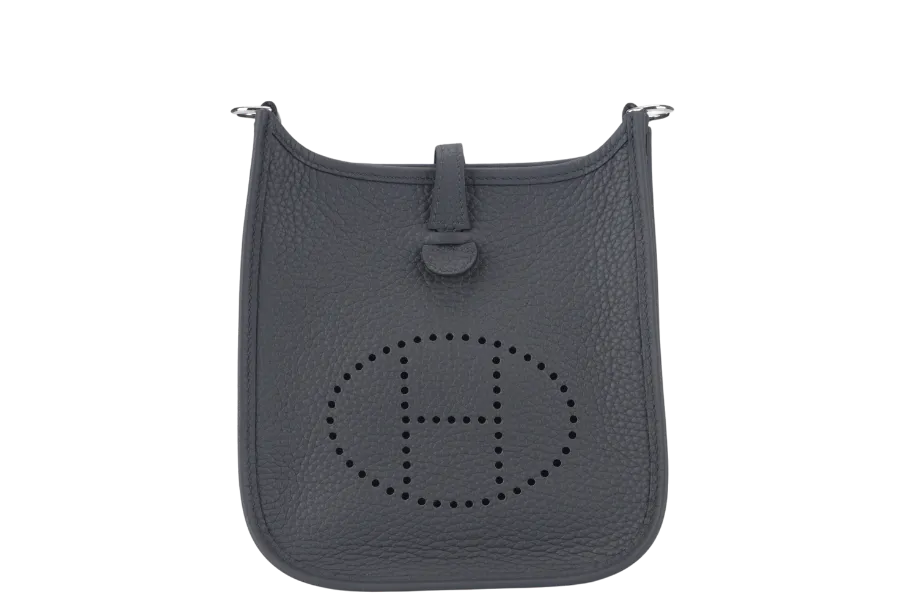 HERMES EVELYNE TPM STAMP W (YEAR 2024) GRIS MISTY CLEMENCE SILVER HARDWARE WITH STRAPS AND DUST COVER