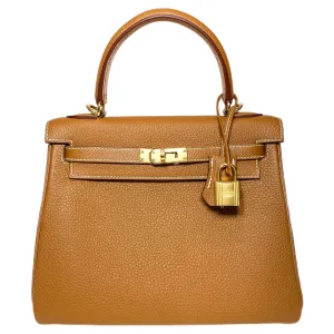 Hermes Kelly 25 Gold Togo Gold Hardware