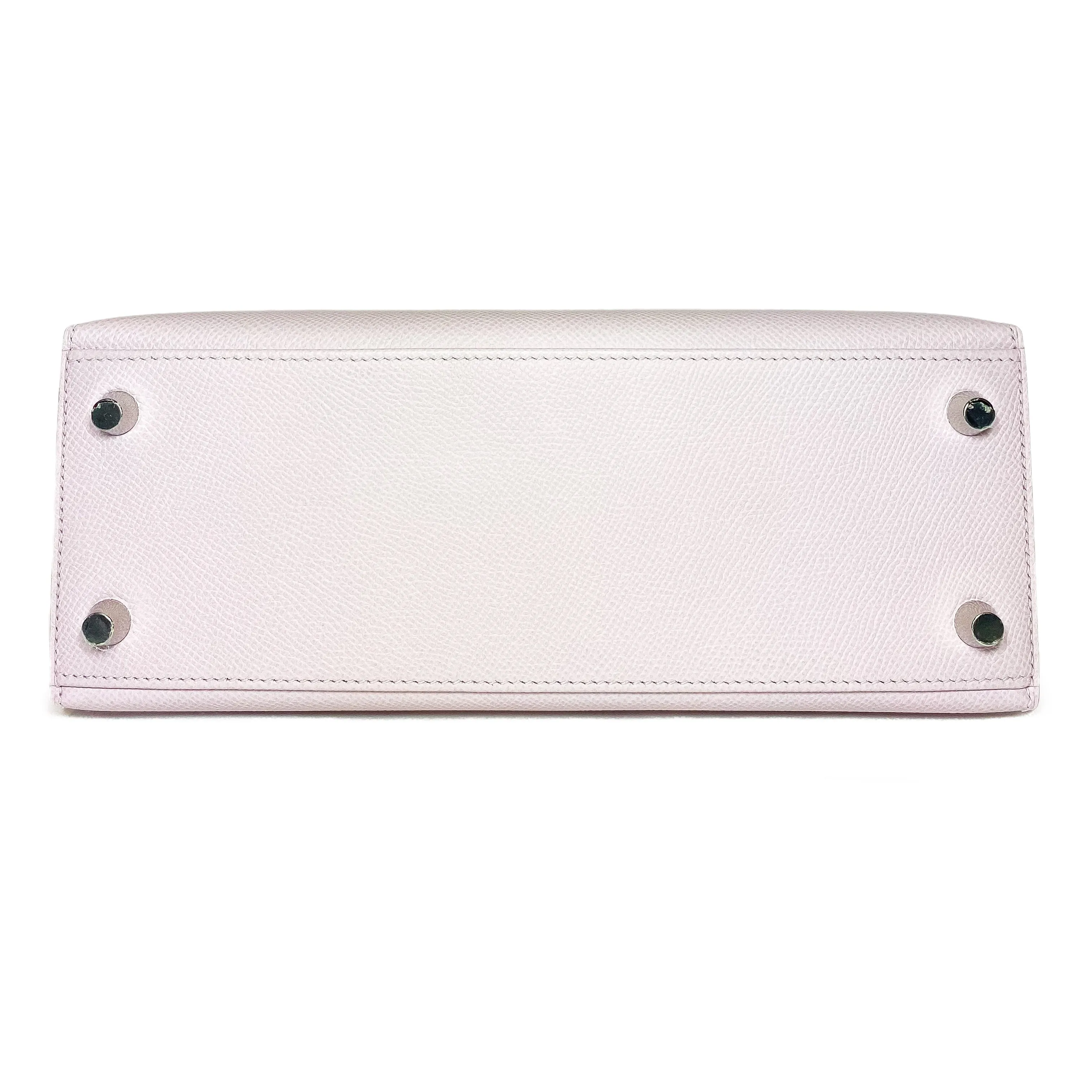 Hermes Kelly 25 Mauve Pale Epsom Palladium Hardware