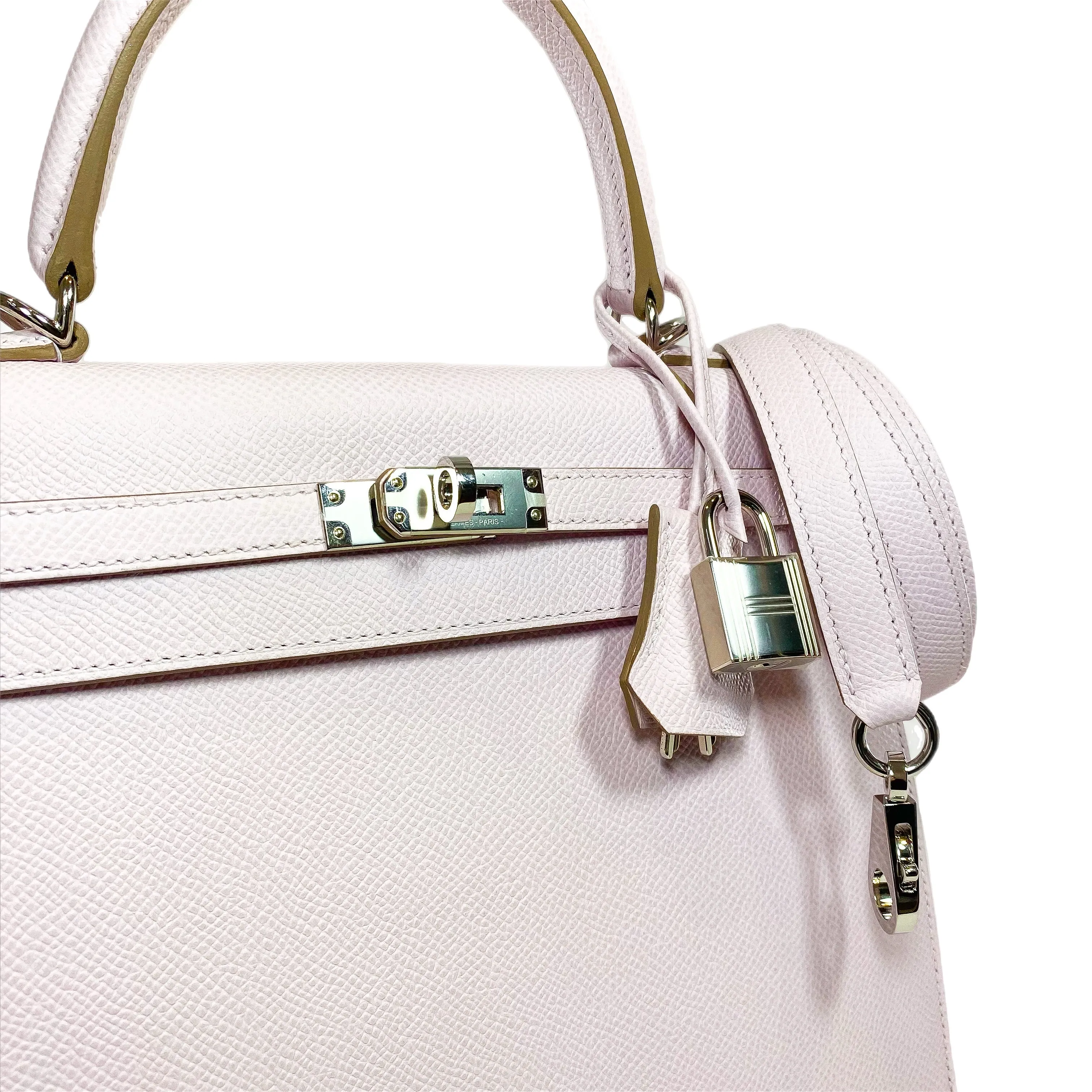 Hermes Kelly 25 Mauve Pale Epsom Palladium Hardware