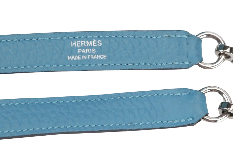 HERMES KELLY 25 STAMP R (YEAR 2014) RETOURNE TURQUOISE TOGO SILVER HARDWARE WITH LOCK&KEYS, RAINCOAT AND DUSTC COVER