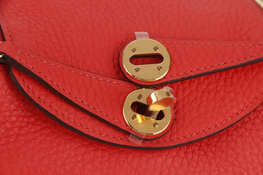 HERMES MINI LINDY STAMP Y (YEAR 2021) ROSE TEXAS CLEMENCE GOLD HARDWARE WITH DUST COVER