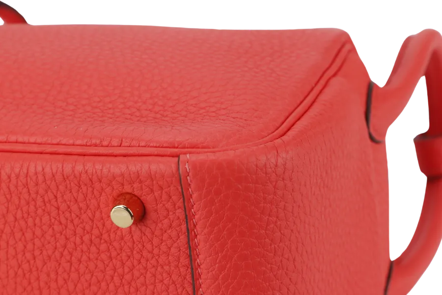 HERMES MINI LINDY STAMP Y (YEAR 2021) ROSE TEXAS CLEMENCE GOLD HARDWARE WITH DUST COVER
