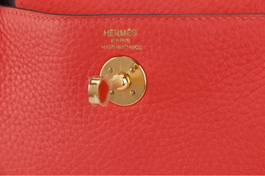 HERMES MINI LINDY STAMP Y (YEAR 2021) ROSE TEXAS CLEMENCE GOLD HARDWARE WITH DUST COVER