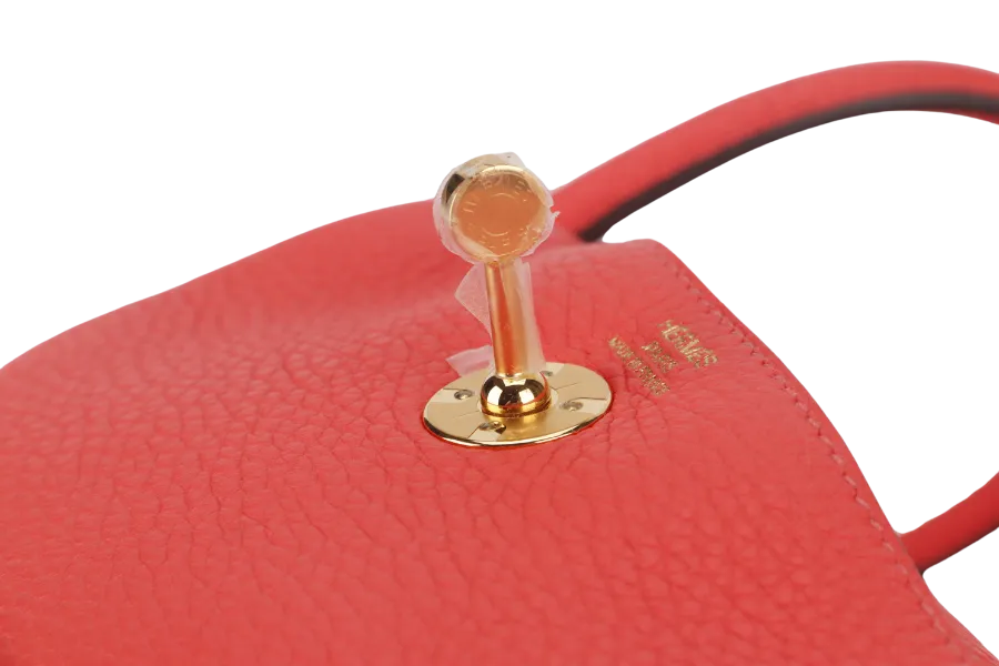 HERMES MINI LINDY STAMP Y (YEAR 2021) ROSE TEXAS CLEMENCE GOLD HARDWARE WITH DUST COVER