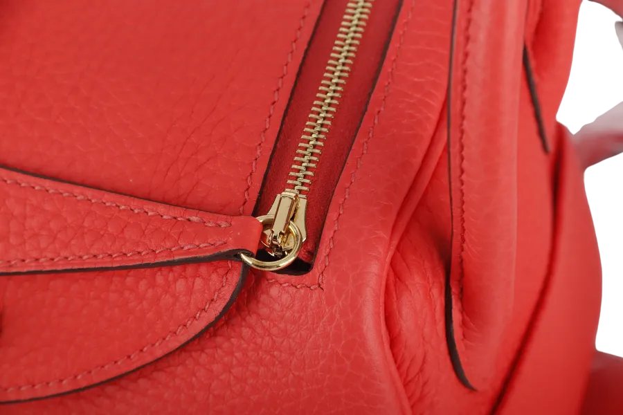 HERMES MINI LINDY STAMP Y (YEAR 2021) ROSE TEXAS CLEMENCE GOLD HARDWARE WITH DUST COVER