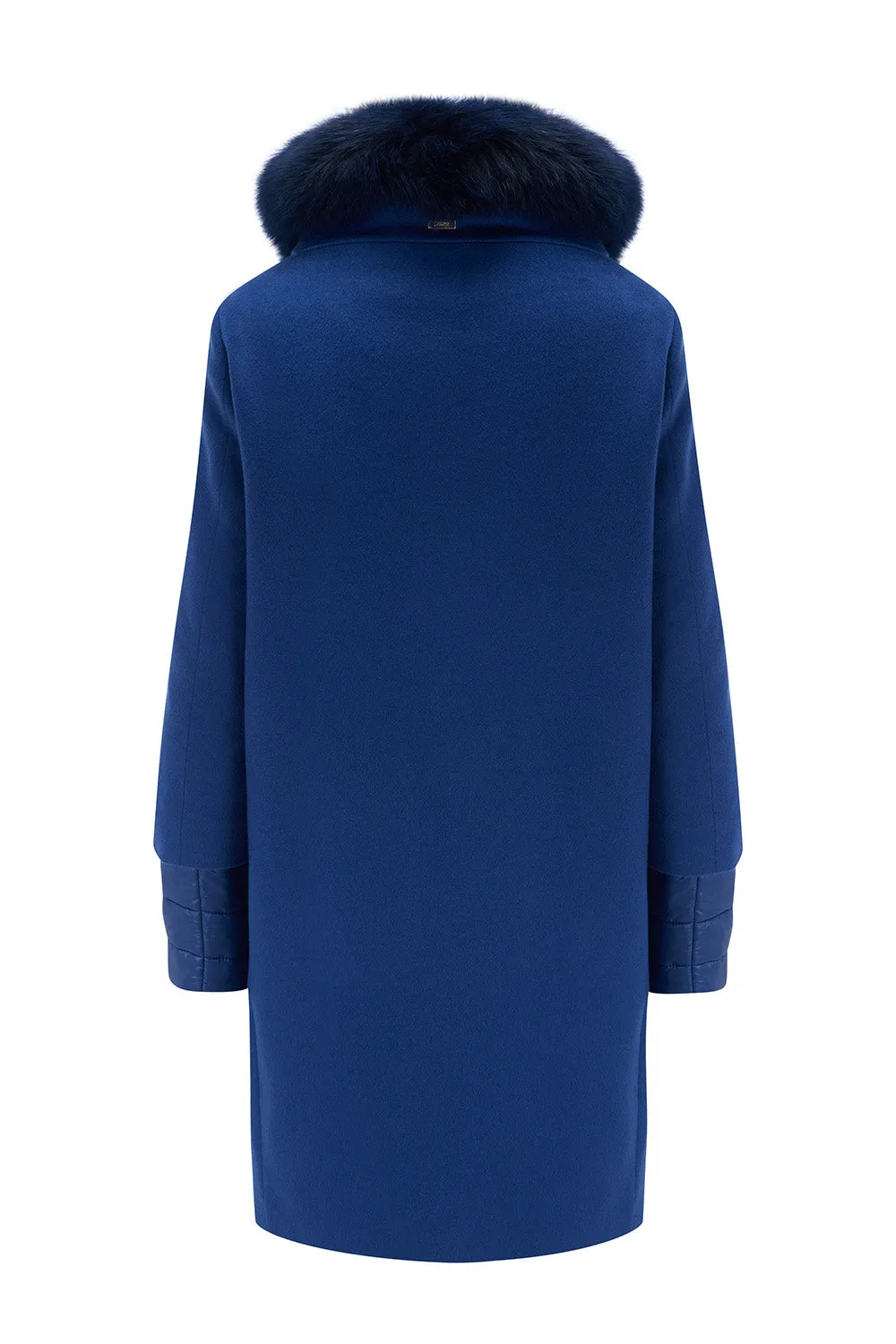 Herno Women’s Fur Trim Cashmere Coat Blue