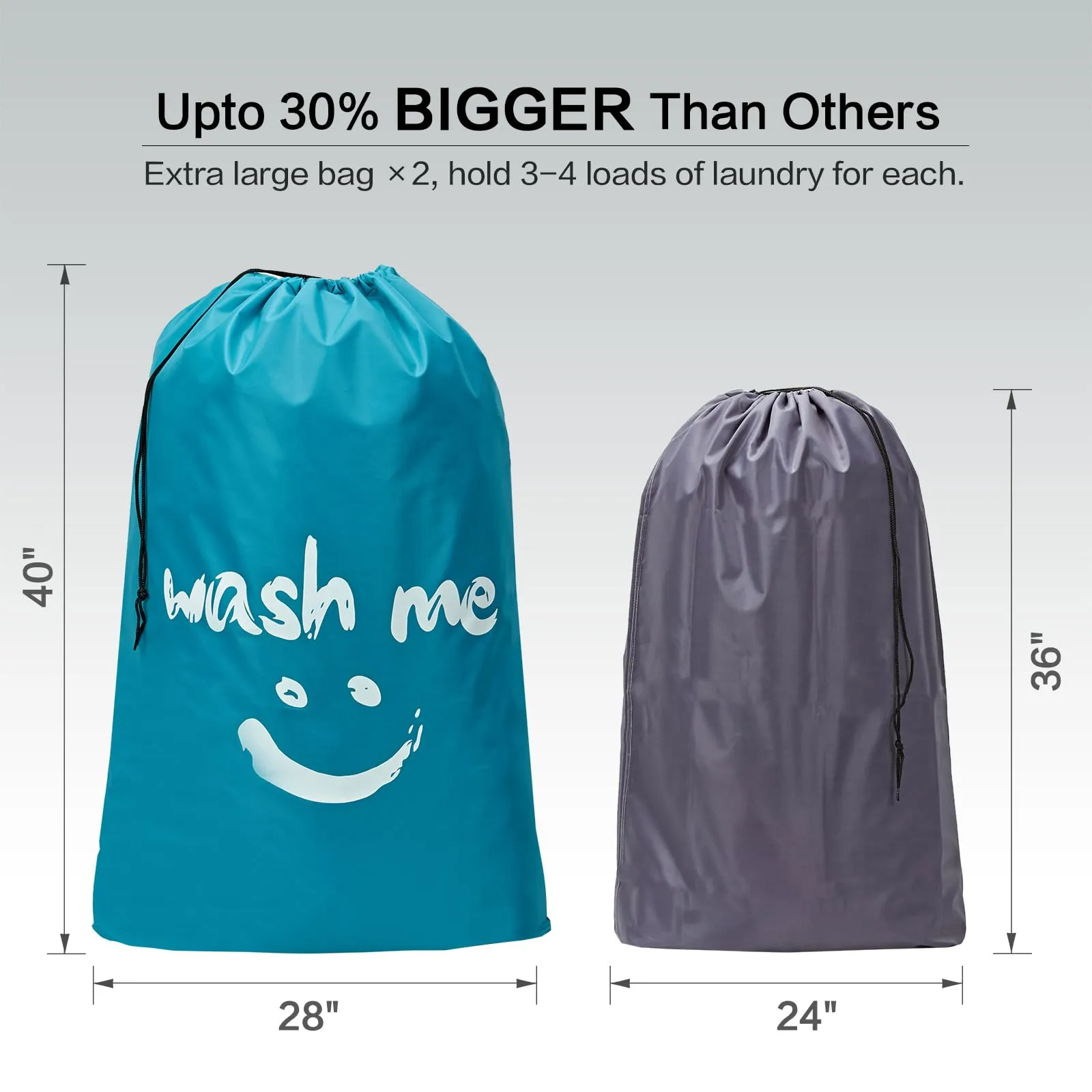 HOMEST 2 Pack XL Travel Laundry Bag, Dirty Clothes Organizer, Easy Fit a Laundry Hamper