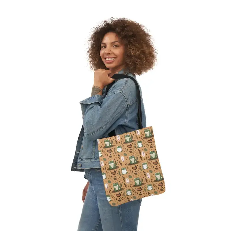 Hop Into Style with Frog Canvas Tote Bag