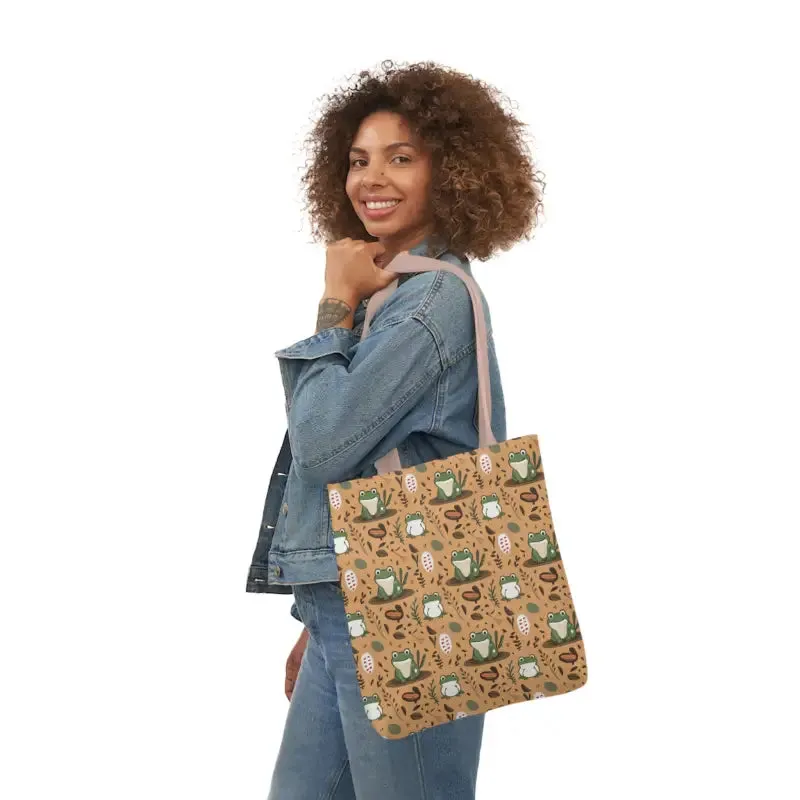 Hop Into Style with Frog Canvas Tote Bag