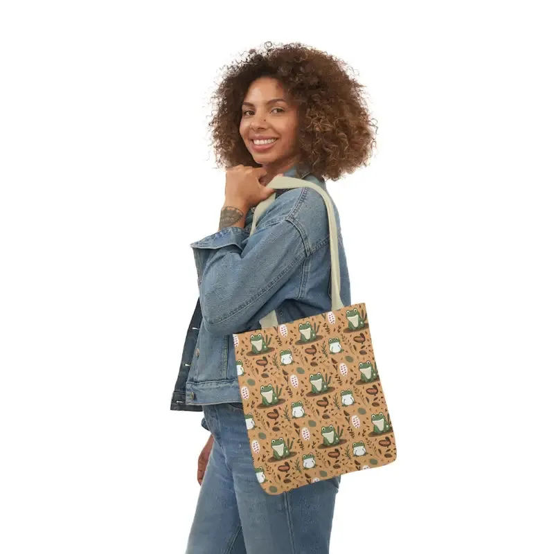 Hop Into Style with Frog Canvas Tote Bag