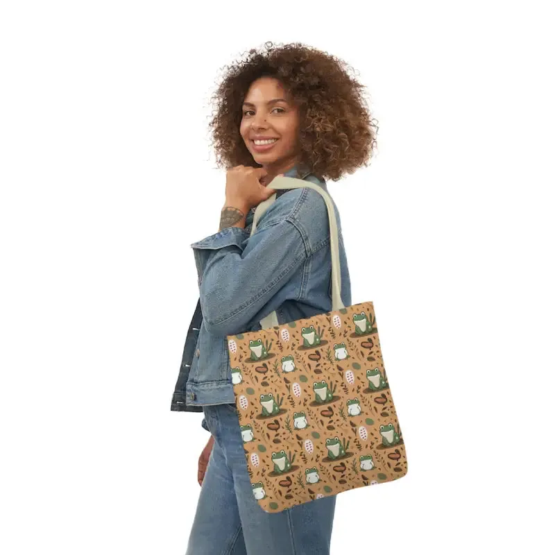 Hop Into Style with Frog Canvas Tote Bag