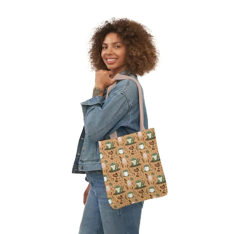 Hop Into Style with Frog Canvas Tote Bag