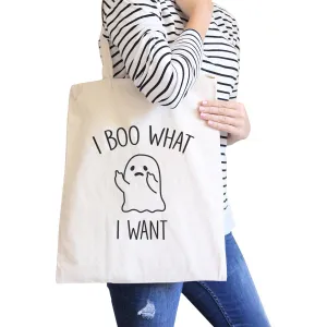 I Boo What I Want Ghost Tote Bag- Natural