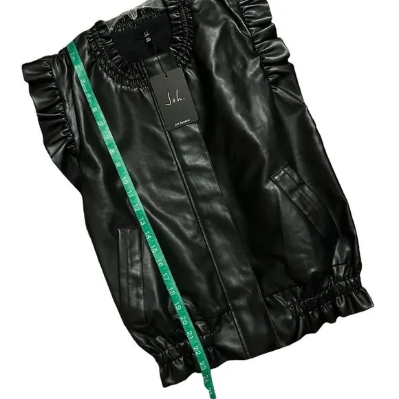 JOH. NWT Sleeveless Ruffle Jaide Leather Zip Up Vest XS