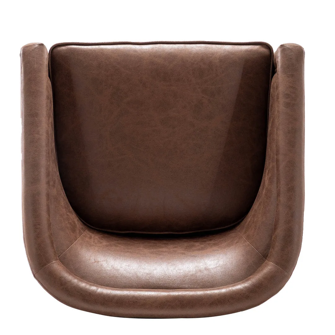 Kiersten 28.7" Wide Vegan Leather Swivel Barrel Chair Sand & Stable™ Leather Type: Walnut Faux Leather