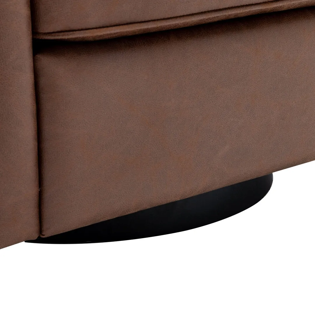 Kiersten 28.7" Wide Vegan Leather Swivel Barrel Chair Sand & Stable™ Leather Type: Walnut Faux Leather