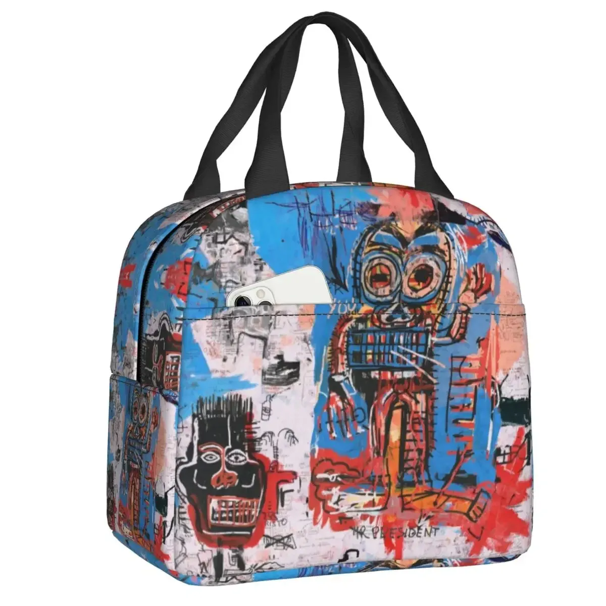 King Alphonso Lunch Box for Women Waterproof Basquiats Graffiti Thermal Cooler Food Insulated Lunch Bag School Children Student