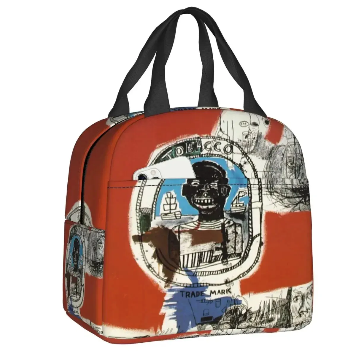 King Alphonso Lunch Box for Women Waterproof Basquiats Graffiti Thermal Cooler Food Insulated Lunch Bag School Children Student