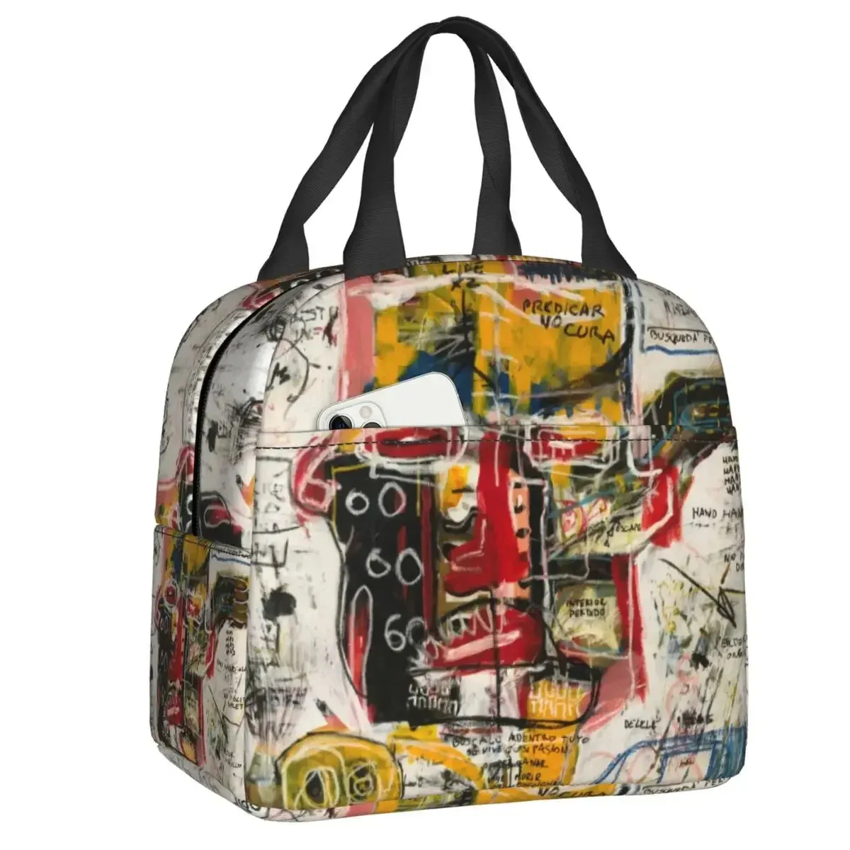 King Alphonso Lunch Box for Women Waterproof Basquiats Graffiti Thermal Cooler Food Insulated Lunch Bag School Children Student