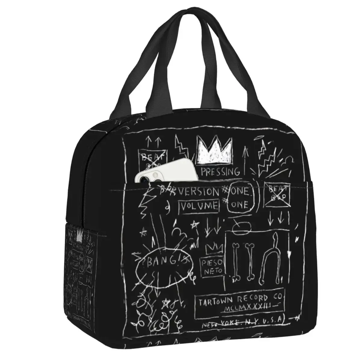 King Alphonso Lunch Box for Women Waterproof Basquiats Graffiti Thermal Cooler Food Insulated Lunch Bag School Children Student