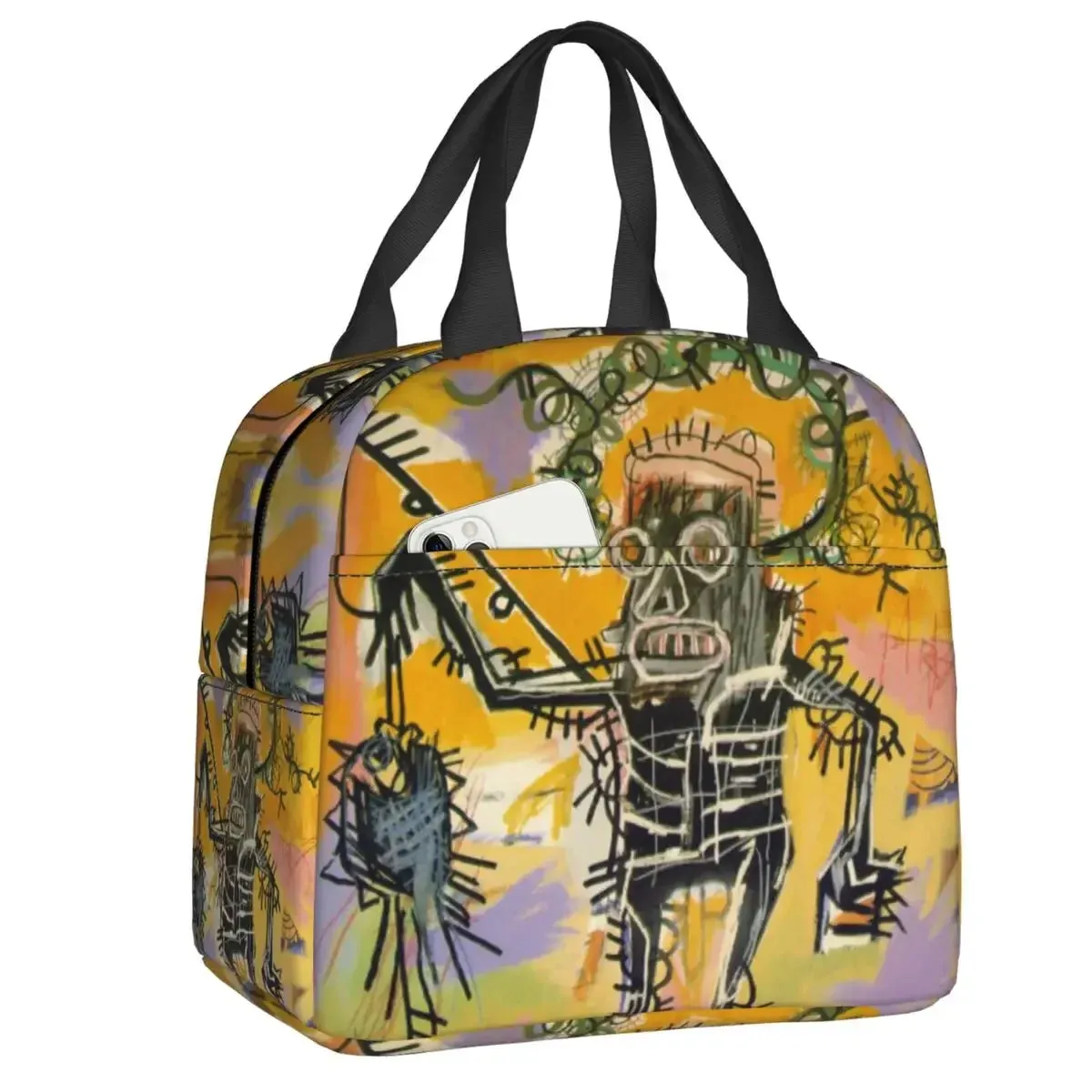 King Alphonso Lunch Box for Women Waterproof Basquiats Graffiti Thermal Cooler Food Insulated Lunch Bag School Children Student