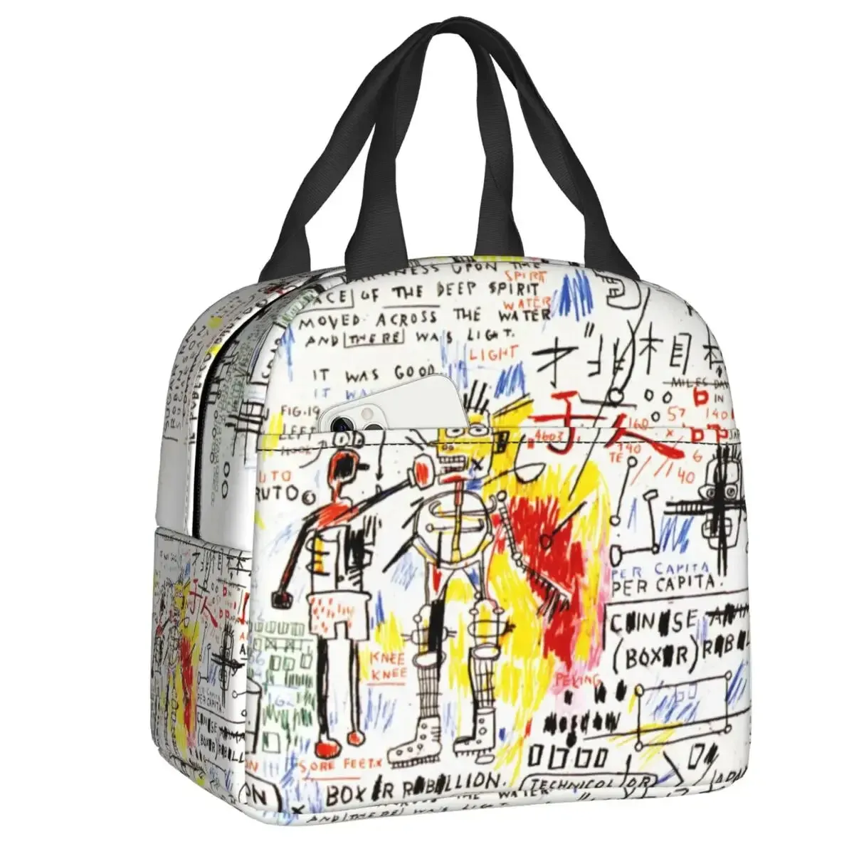 King Alphonso Lunch Box for Women Waterproof Basquiats Graffiti Thermal Cooler Food Insulated Lunch Bag School Children Student