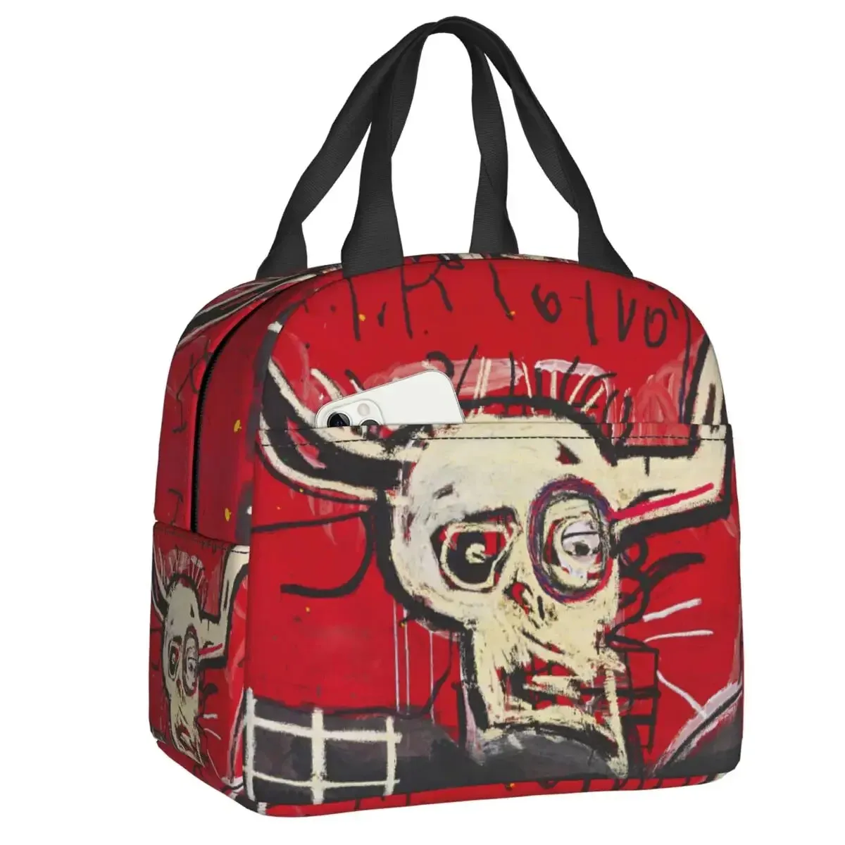 King Alphonso Lunch Box for Women Waterproof Basquiats Graffiti Thermal Cooler Food Insulated Lunch Bag School Children Student