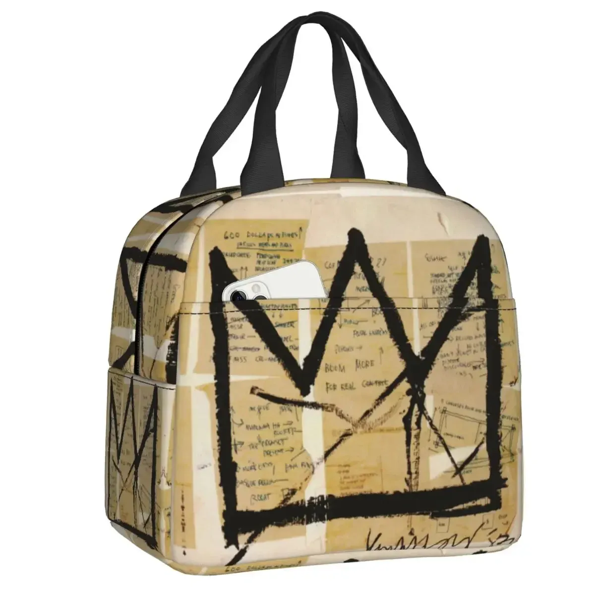 King Alphonso Lunch Box for Women Waterproof Basquiats Graffiti Thermal Cooler Food Insulated Lunch Bag School Children Student