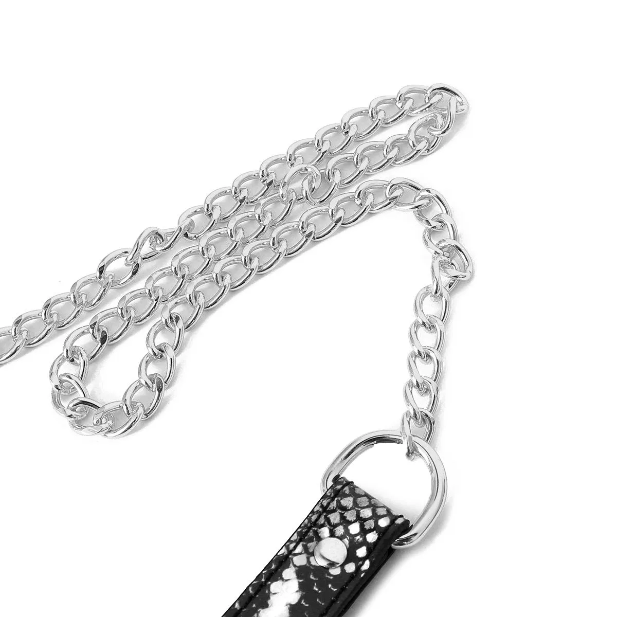 Kiotos Leather - Collar En leiband Met Reptielenprint - Zwart/Zilver