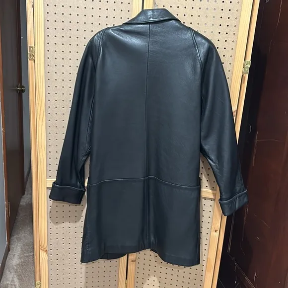 Ladies Tibor black leather coat