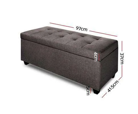 Large Fabric Storage Ottoman - Brown