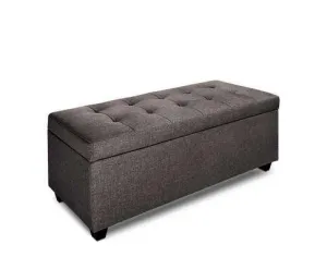 Large Fabric Storage Ottoman - Brown