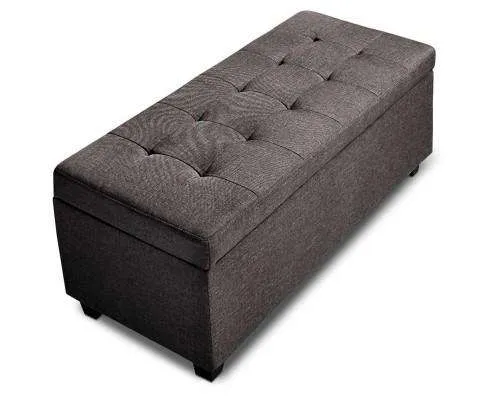 Large Fabric Storage Ottoman - Brown
