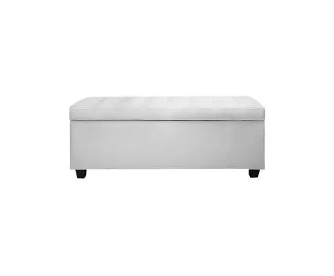 Large PU Leather Storage Ottoman - White