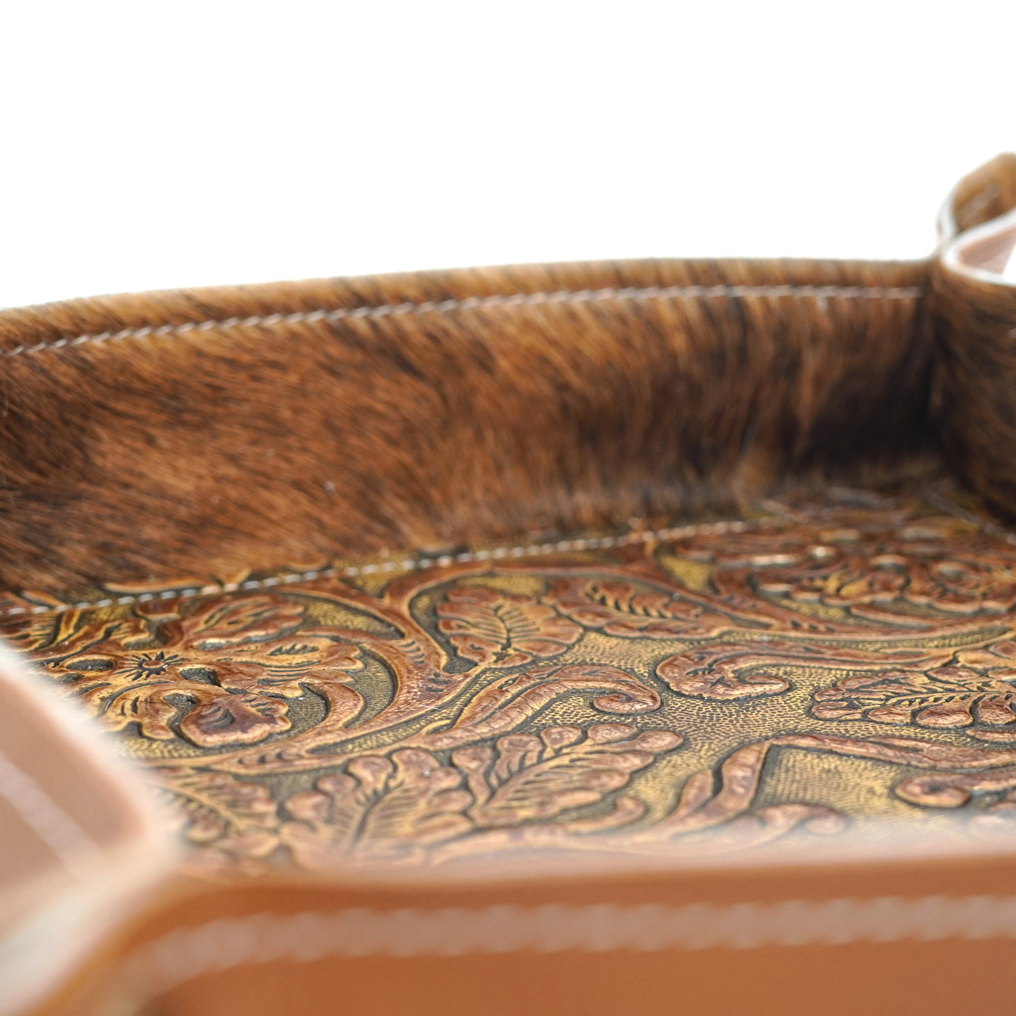 Large Tray - Pebbled Caramel Leather w/ Wyoming Tool