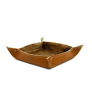 Large Tray - Pebbled Caramel Leather w/ Wyoming Tool
