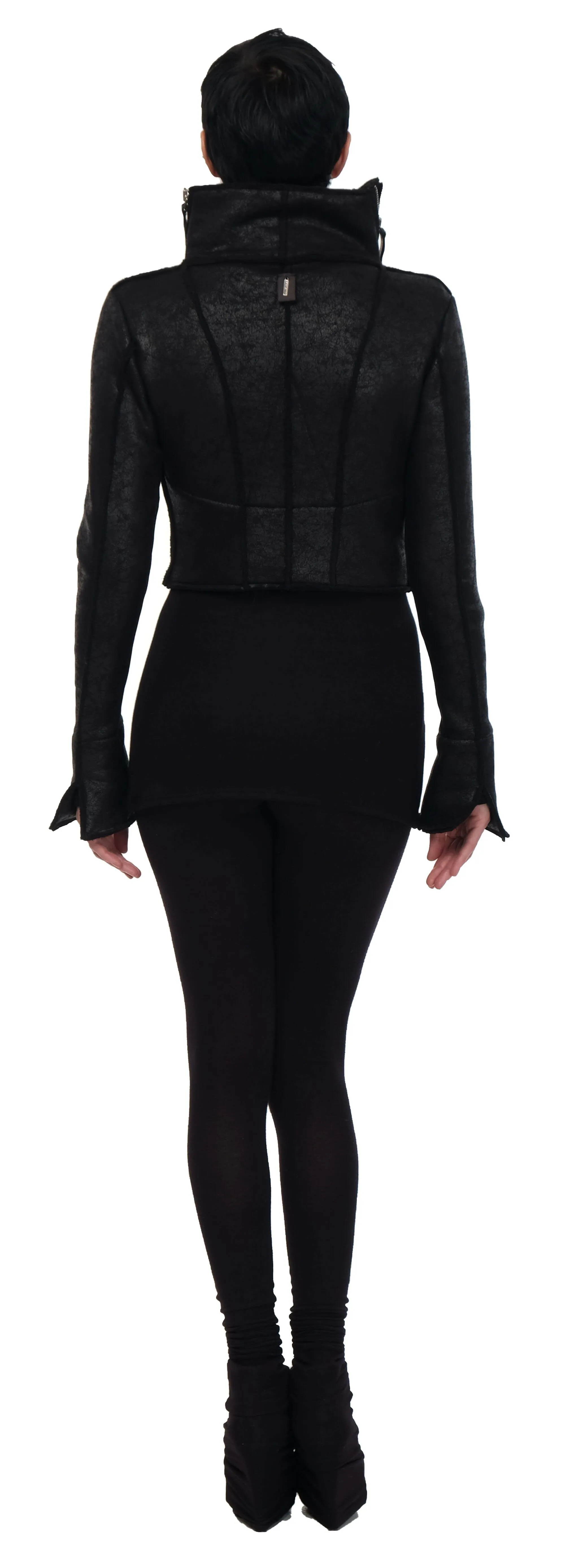 Leather Effect Jacket with Zippers