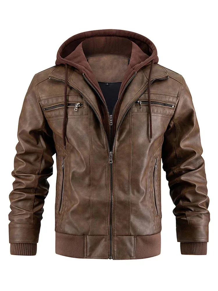 Leather Haven™ | Men's Leather Jacket | Genuine Leather, Detachable Hood & Stylish Design