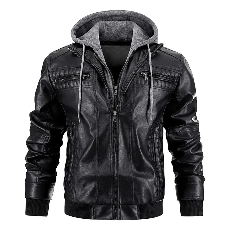Leather Haven™ | Men's Leather Jacket | Genuine Leather, Detachable Hood & Stylish Design