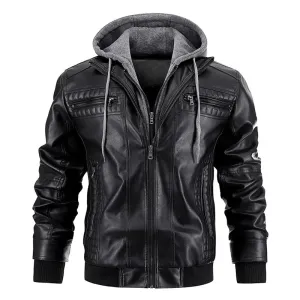 Leather Haven™ | Men's Leather Jacket | Genuine Leather, Detachable Hood & Stylish Design