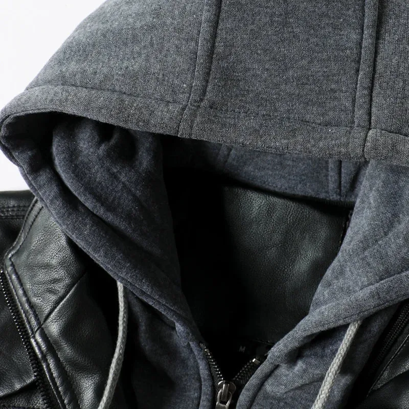 Leather Haven™ | Men's Leather Jacket | Genuine Leather, Detachable Hood & Stylish Design