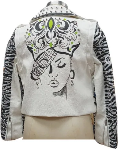 Leather Jacket with Detachable Sleeves -81941