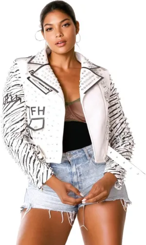 Leather Jacket with Detachable Sleeves -81941